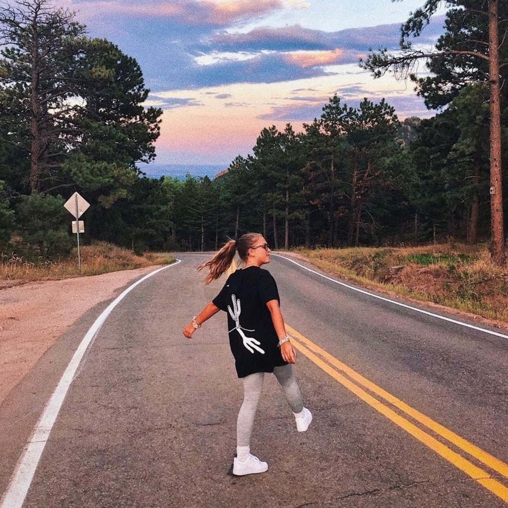 Black tee with pretty design in the back